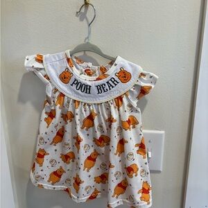 Pooh Bear Kids Casual Dress - Orange and White